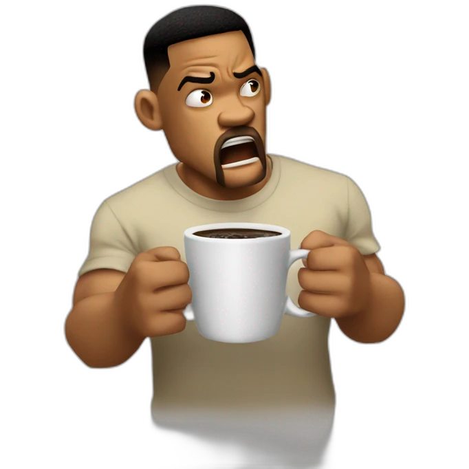 will smith angry behind is coffe emoji