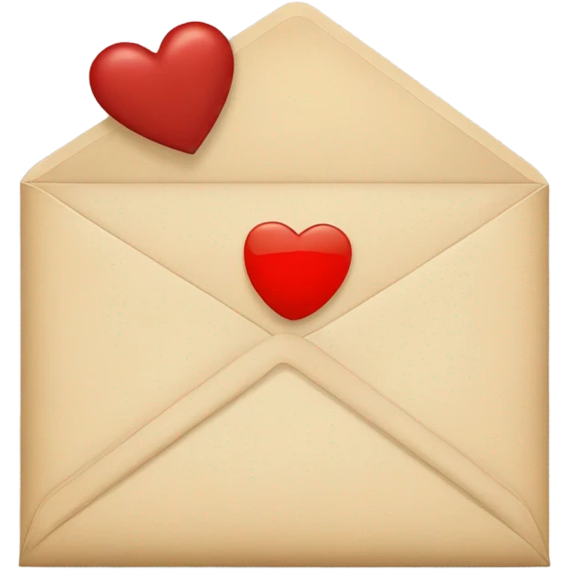 beige envelope with letter and heart emoji