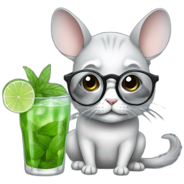 sick chincilla with glasses and mojito emoji