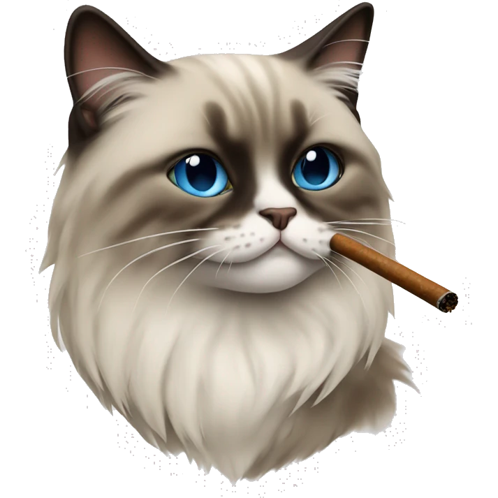 Ragdoll cat smoking cigar emoji