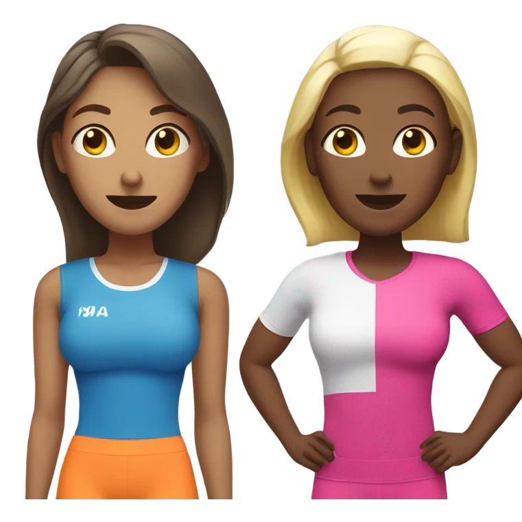 2 white skin woman in sportswear talking to eachother emoji