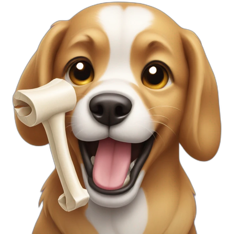 Dog with a bone in its teeth emoji