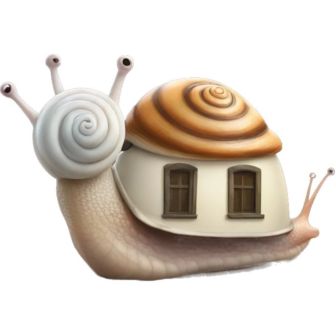 Snail with a real house as a house emoji