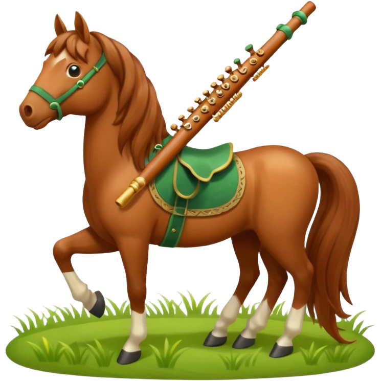 Horse playing the flute emoji