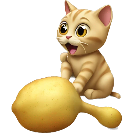 Cat eating potatoes on the Eiffel Tower  emoji