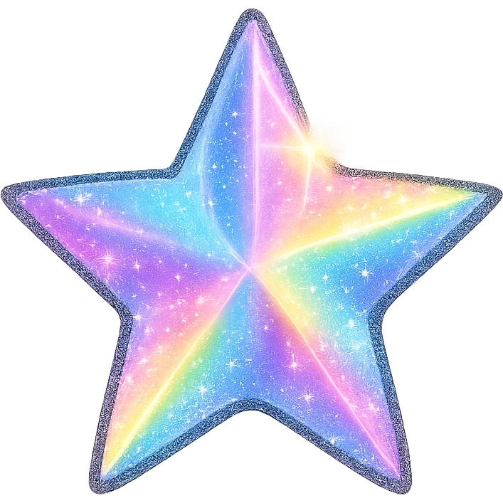 tiny star with a holographic rainbow, glamorous and stylish, no background emoji