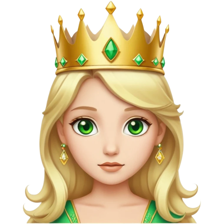 beautiful princess with blonde hair and striking green eyes wearing a crown emoji