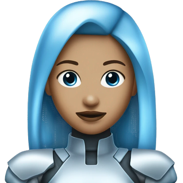 futuristic blue silver y2k emoji girl  emoji