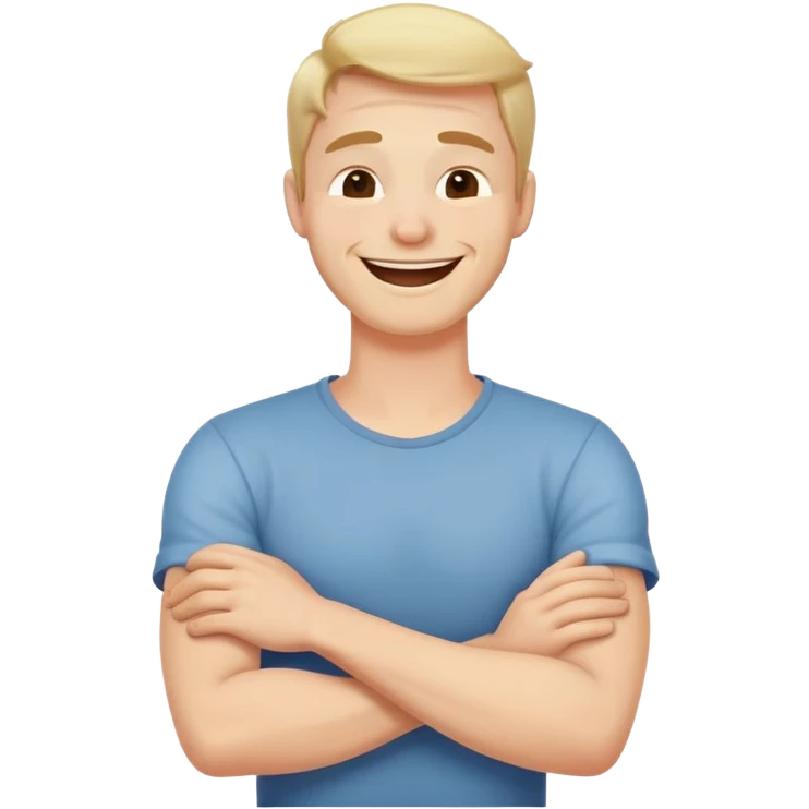 arms crossed holding neck laughing guy emoji