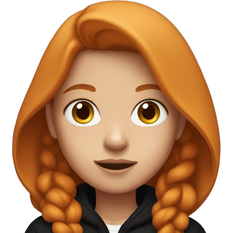 girl in black hoodie with ginger hair emoji