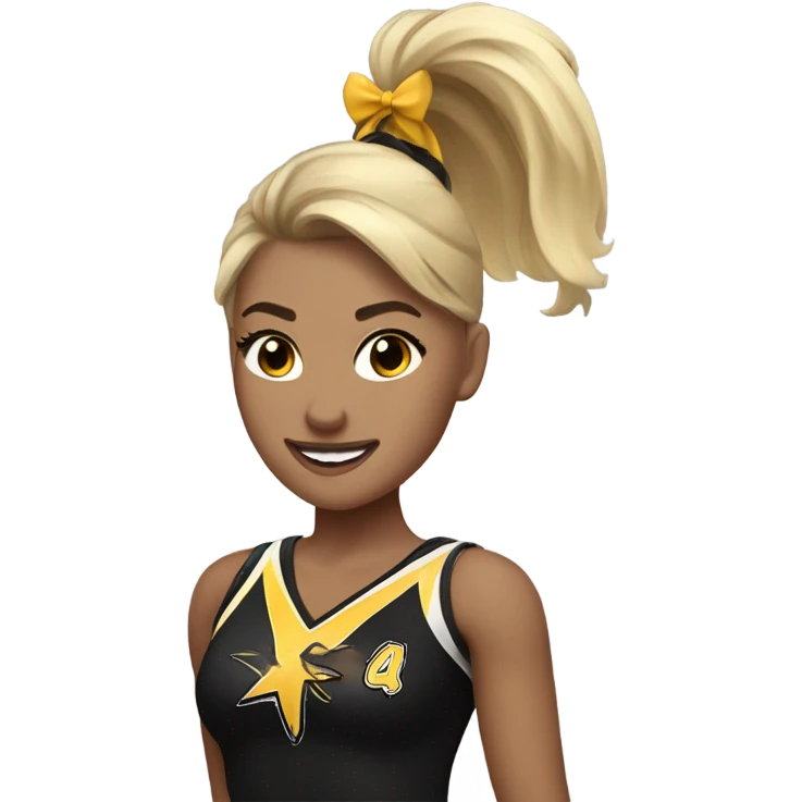 Blonde hair, gold and black cheerleaing emoji