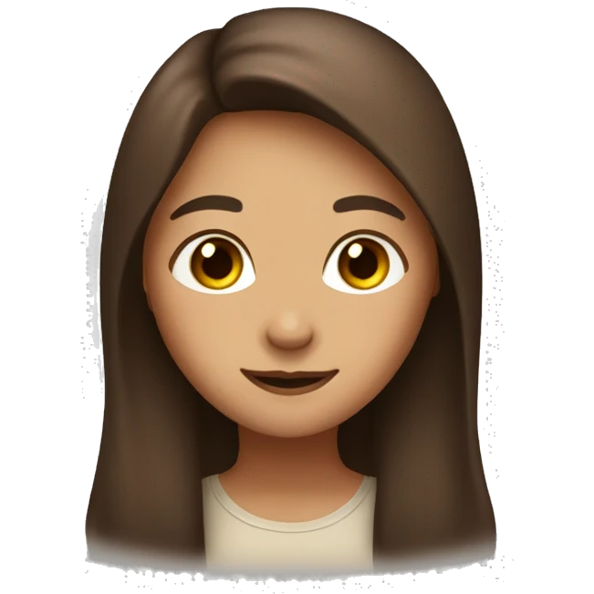 I want an emoji with a girl with long brown hair, brown eyes with a smile emoji