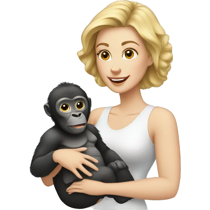 a white woman with a baby gorilla emoji