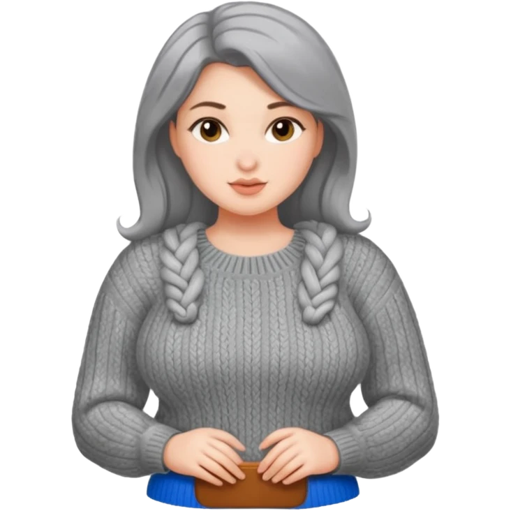 Design a woman’s grey sweater for a voluptuous woman. Just the sweater emoji