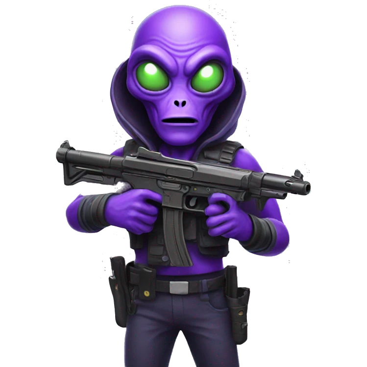 Purple alien with 2 guns emoji