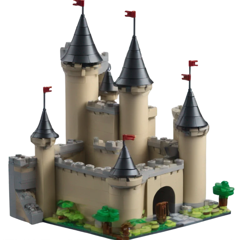 a Lego castle with a tiny guy on top emoji