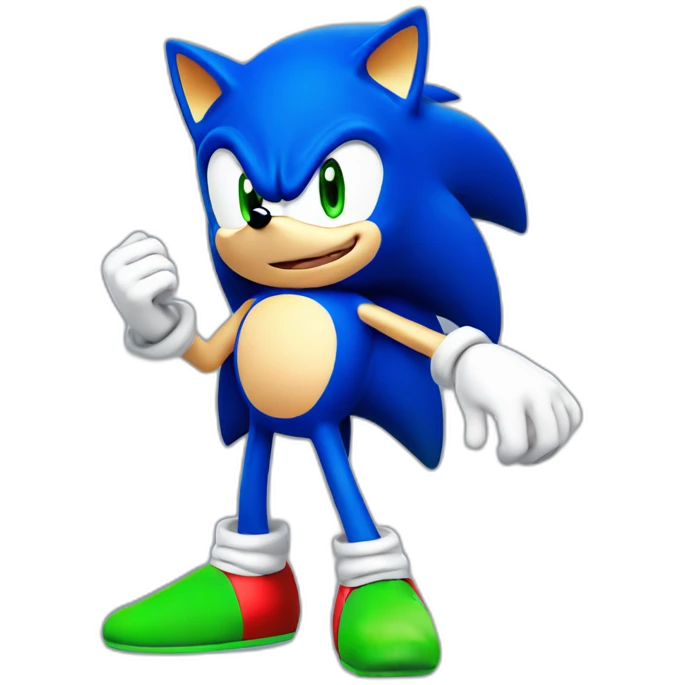 Sonic The Hedgehog from SEGA, Blue Fur with a green eyes emoji