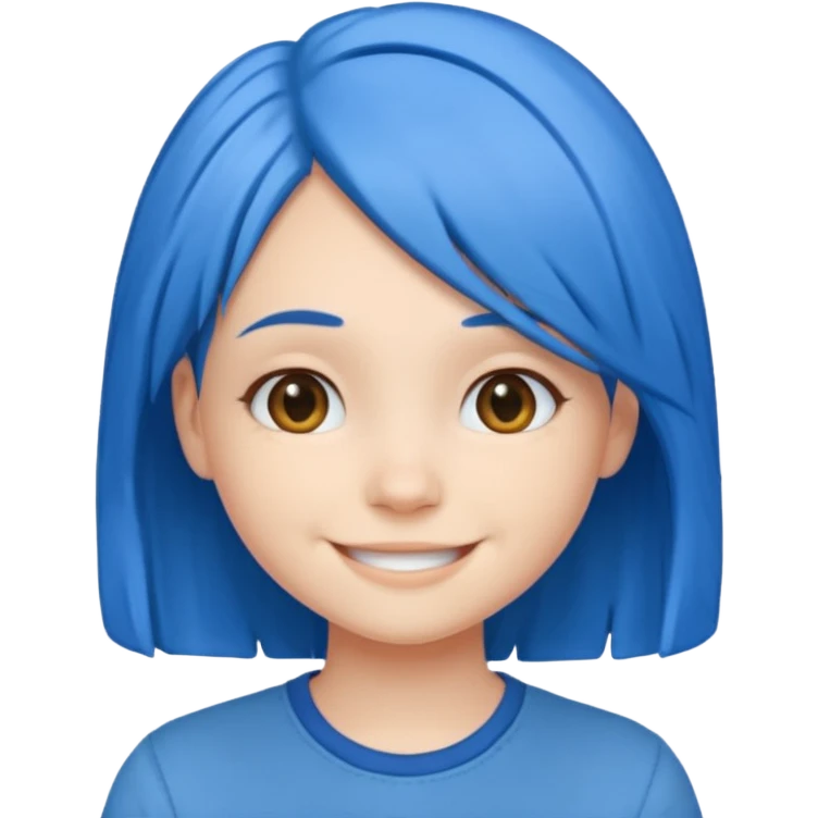 a smiley face of a girl with blue hair emoji