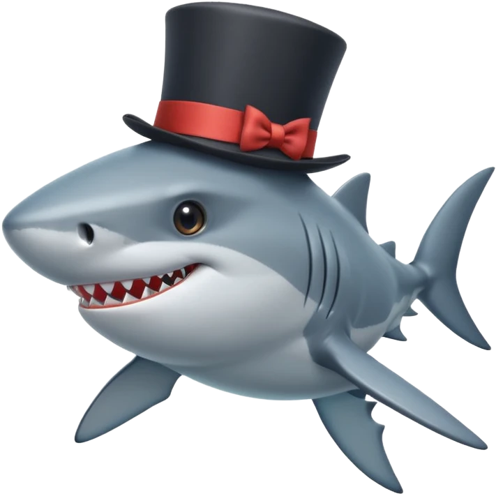 Shark with a top hat emoji