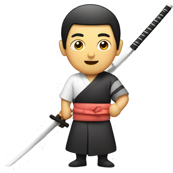 asian man with katana and sushi emoji