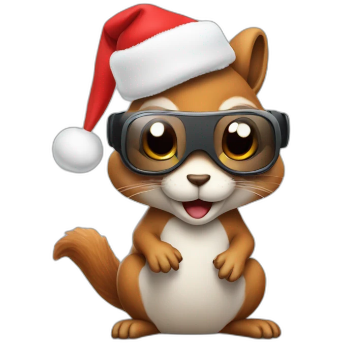 sitting christmas squirel wearing vr glasses emoji