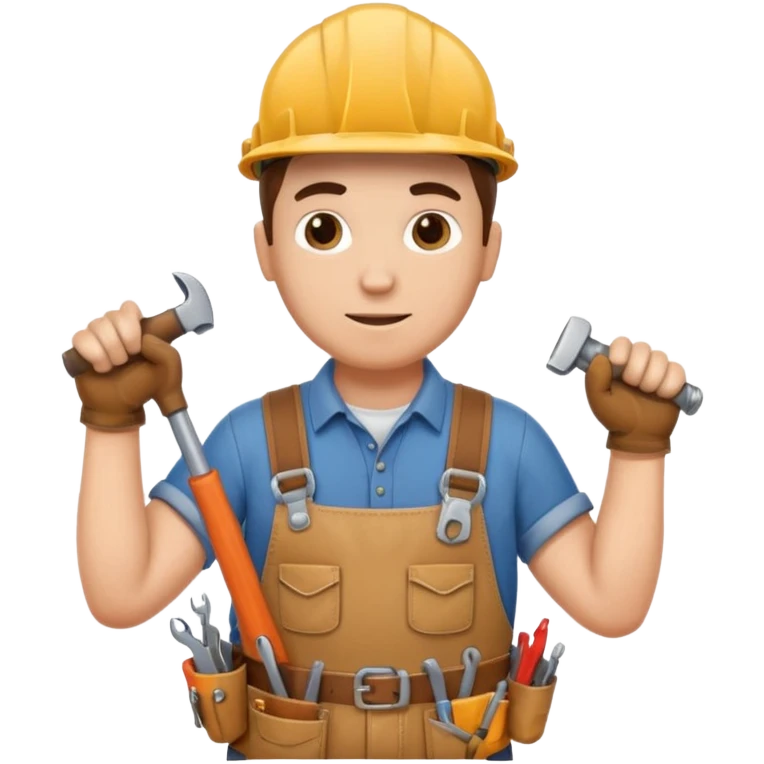 a handyman holding a wrench in this right hand and a hammer in his left hand emoji
