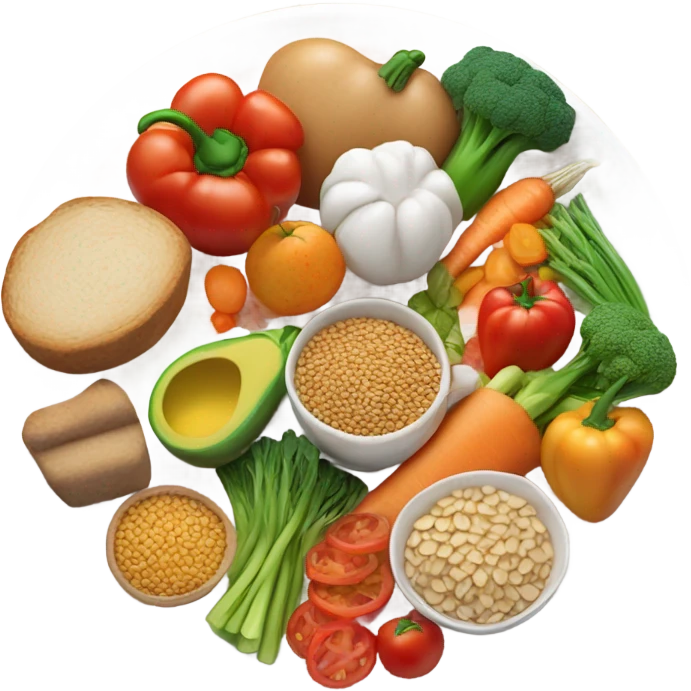 a large white round plate of healthy food emoji