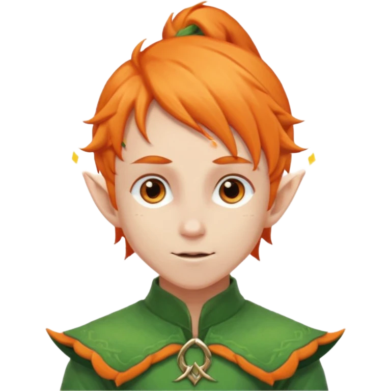 Orange Haired Elf, Elf boy with orange ponytail hair emoji