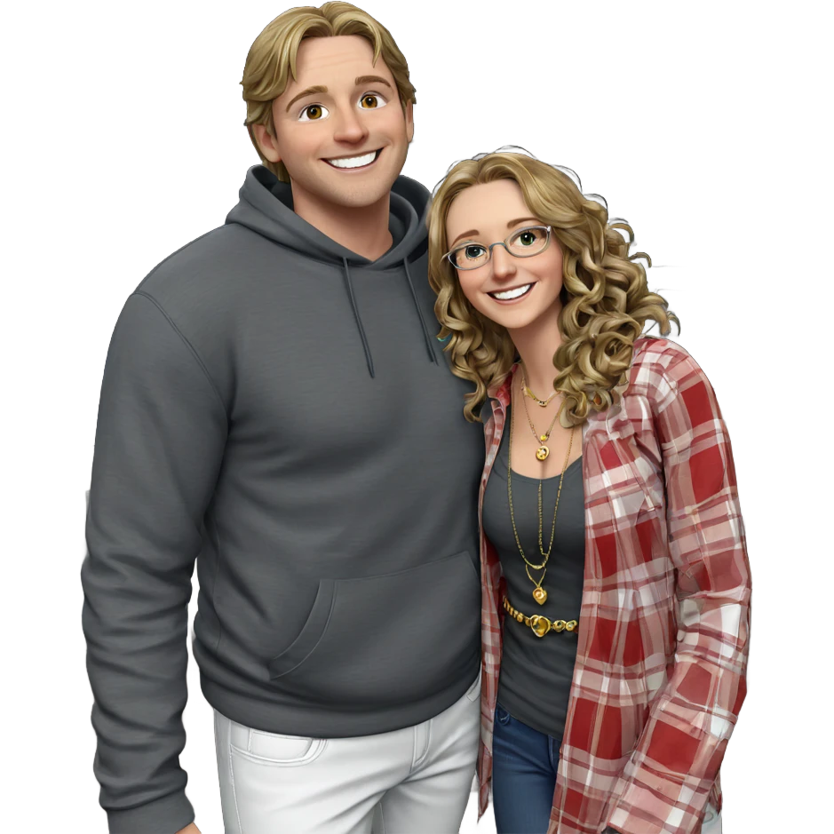 smiling couple with jewelry emoji
