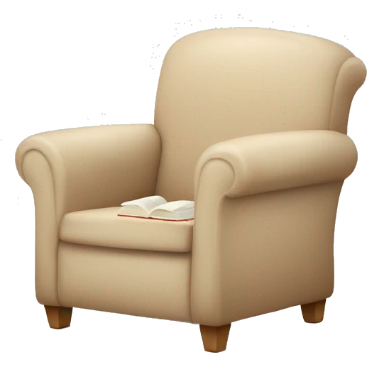 Simple Beige Armchair with blanket and book on it emoji