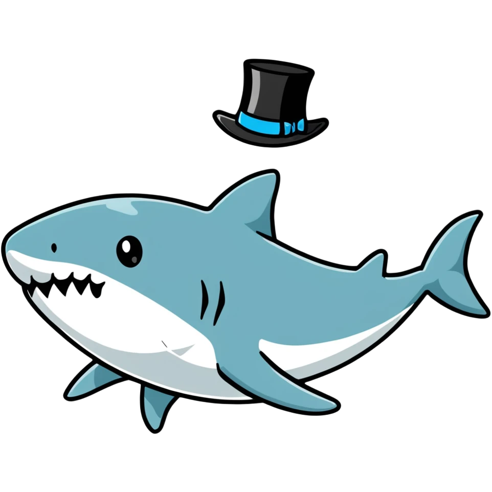 shark wearing a top hat emoji