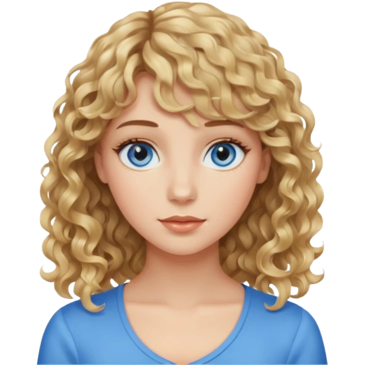 persona mujer con piel clara y rizos suaves color café con el fleco rubio emoji