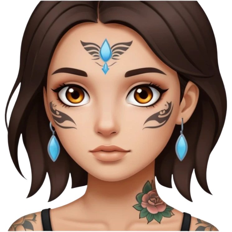 face tattooed brunette girl emoji