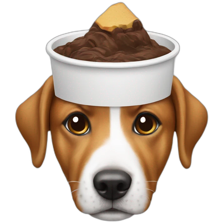 A cup on the head of a dog emoji