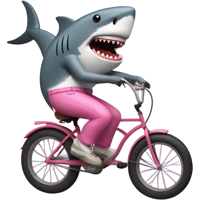 a shark riding a bike wearing pink pants and smoking a cigarette  emoji