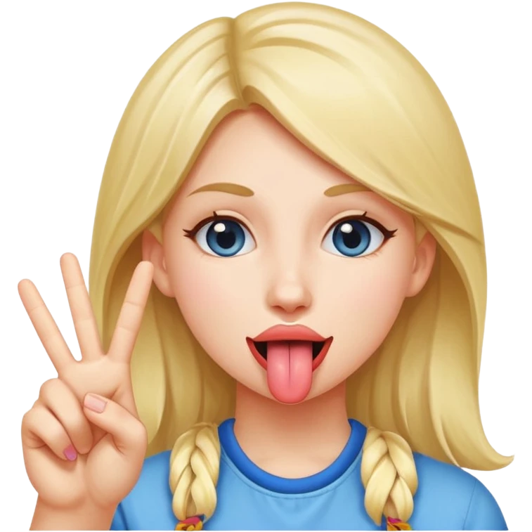 make a girl who is sticking her tounge out with two peace signs emoji