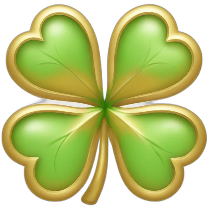 gold outline-four-leaf-clover emoji