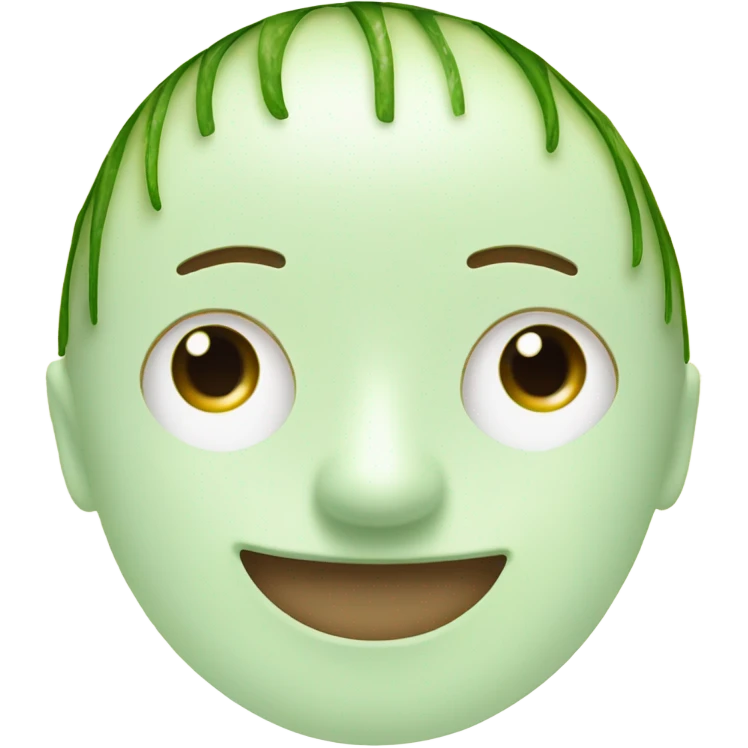 emoji face smiling without teet, eith white skincare facemask and cucumber slices in eyes emoji