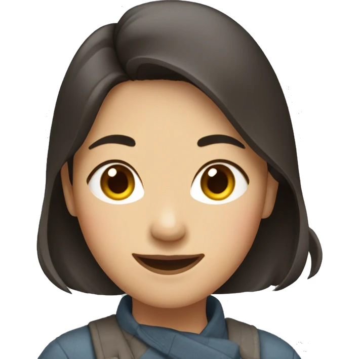 A 30s Asian woman with dark brown hair, and smiling emoji