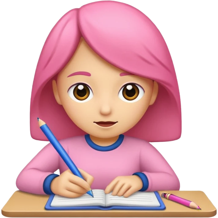 lapiz rosa escribiendo pensando emoji
