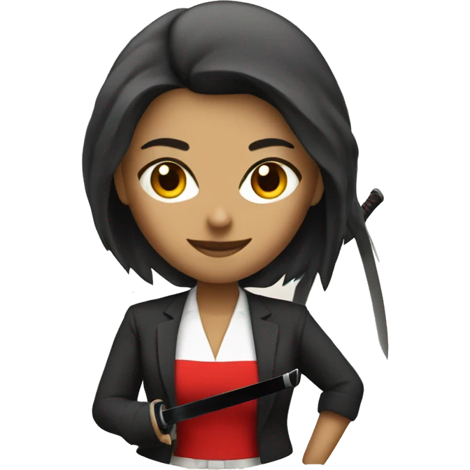 LADY BOSS WITH RED HARI AND KATANA emoji
