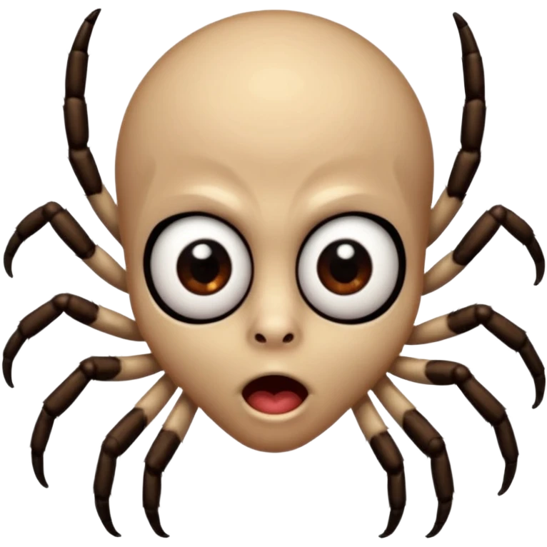 A boy's face with the features of a spider blowing a kiss emoji