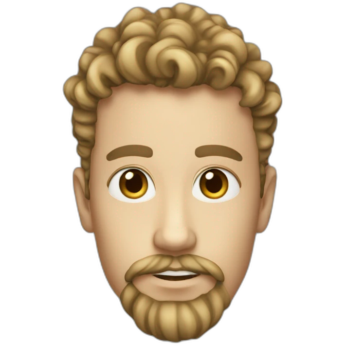 a white teen with taper fade curly hair and a little moustache and a beard on chin emoji
