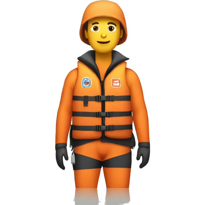 person wearing an orange kayaking lifejacket emoji