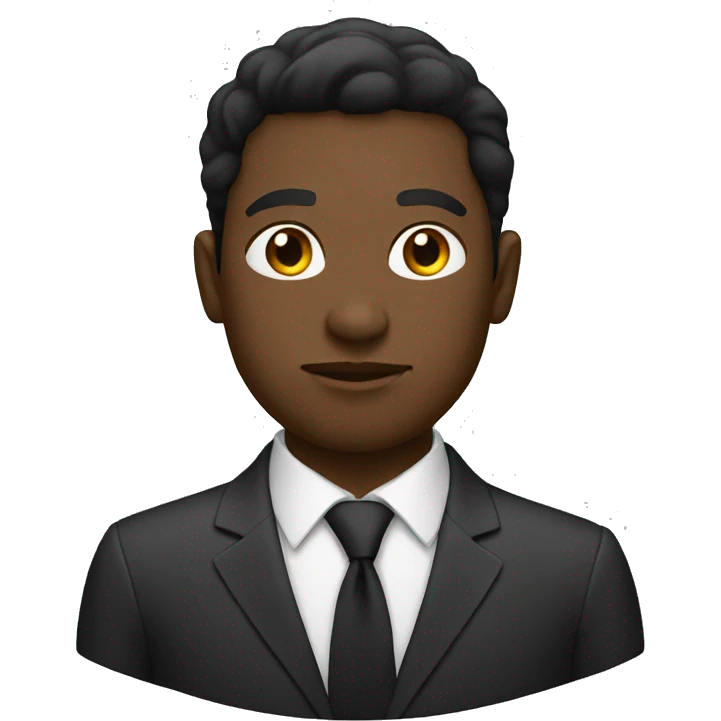 black male in a suit thinking emoji