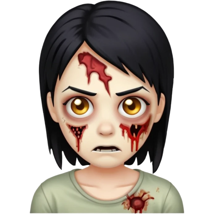 faca o icon de um zombie c cabelo preto e a parte lateral no degrade loiro emoji