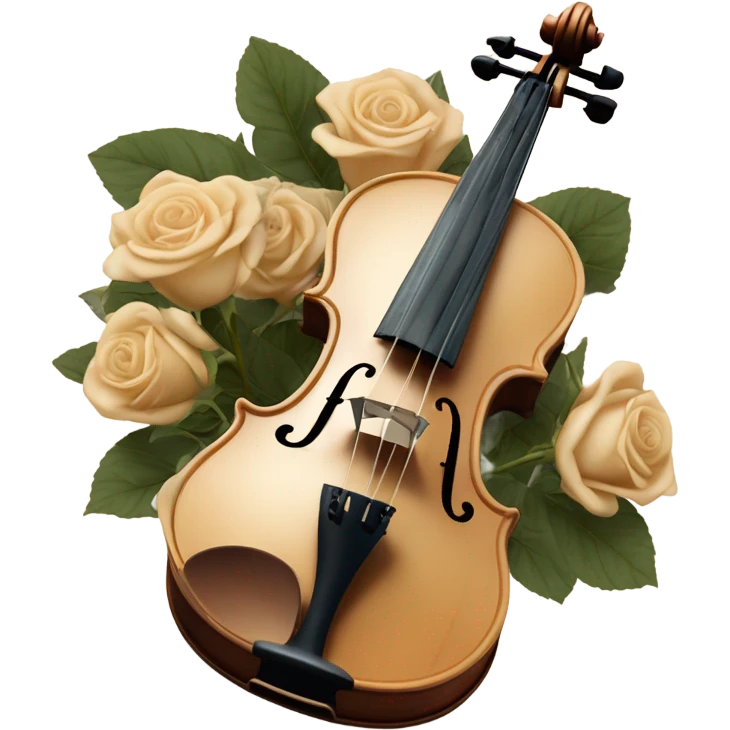 vintage violin and beige roses emoji