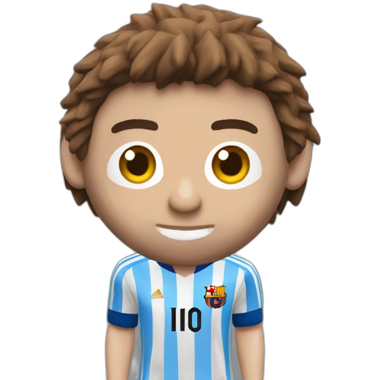 lionel messi with hair from polyurethane foam kicking soccer ball emoji
