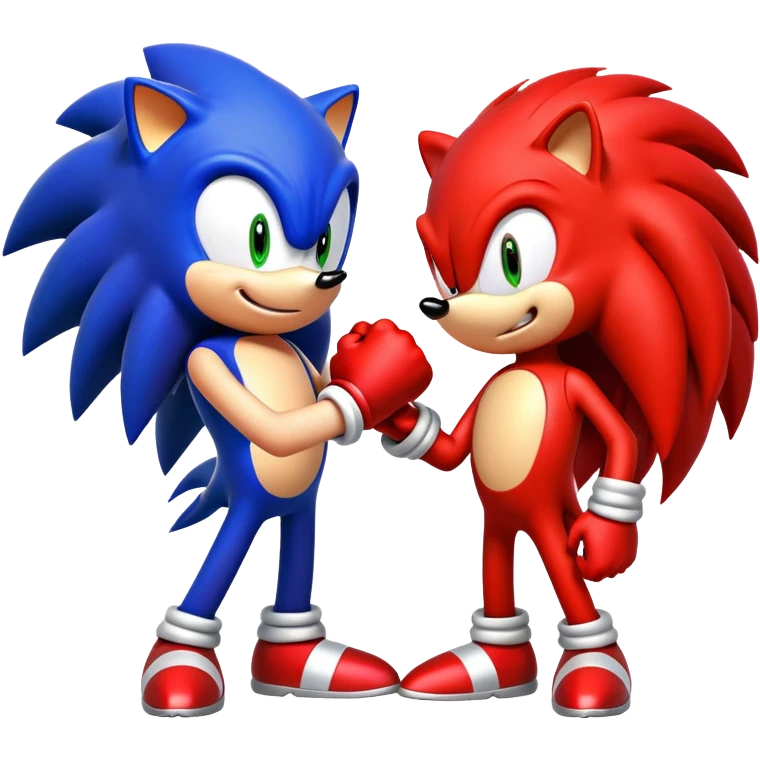Sonic the Hedgehog and Knuckles the Echidna fist bumping emoji