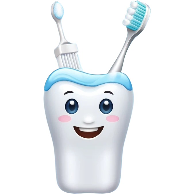 toothbrush with toothpaste and sparkling clean teeth, simple and cute emoji